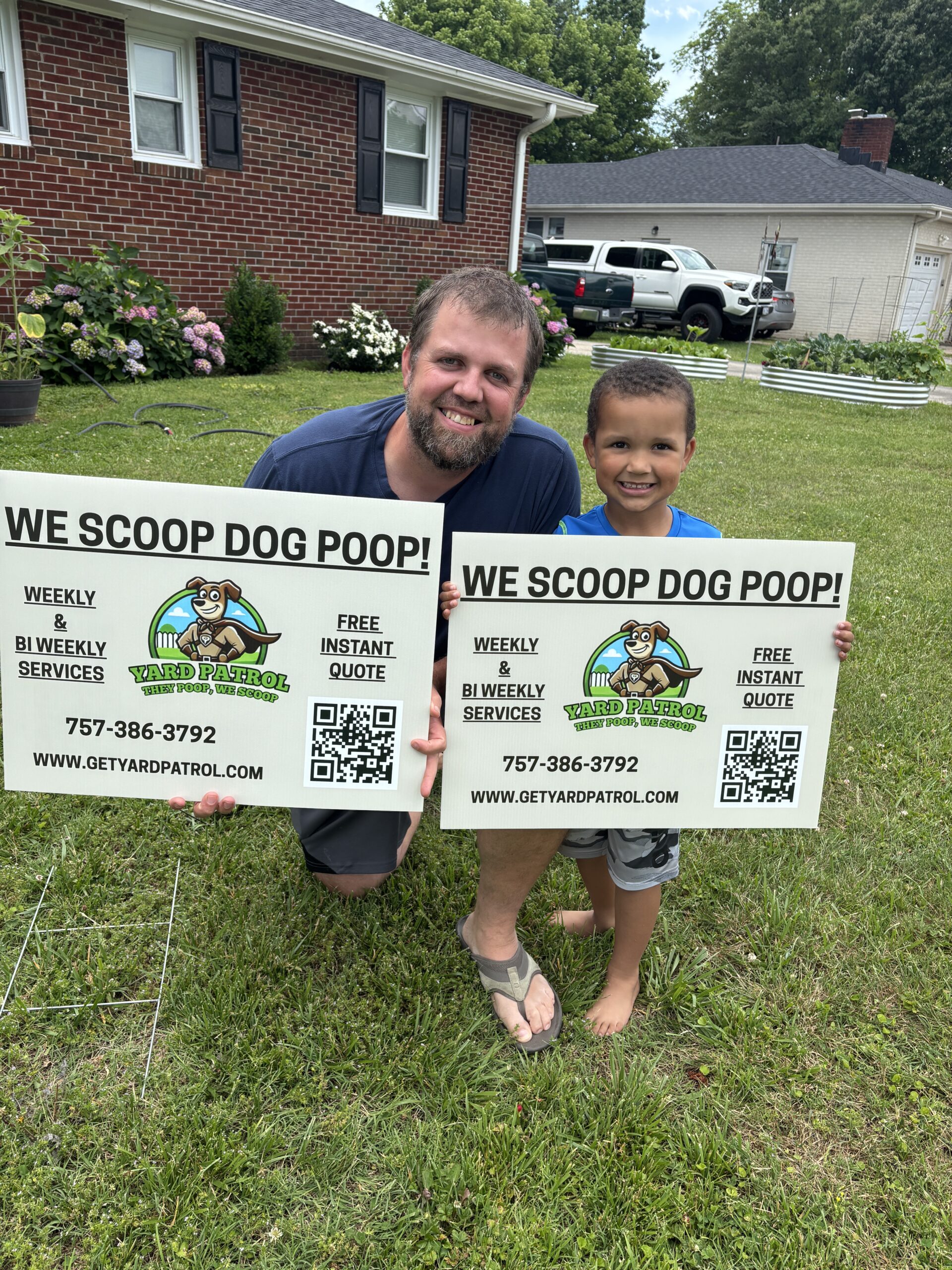 Yard Patrol Jonathan Goochee founder and owner and his son in virginia beach virginia