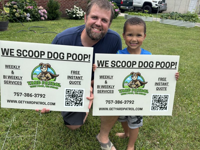 Yard Patrol Jonathan Goochee founder and owner and his son in virginia beach virginia